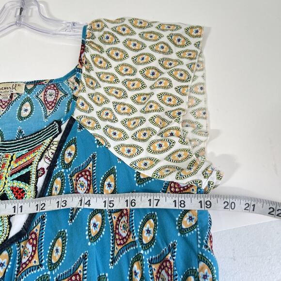 One World Live and Let Live Mini Dress Women's XL Boho Embroidered Patchwork - Picture 8 of 10